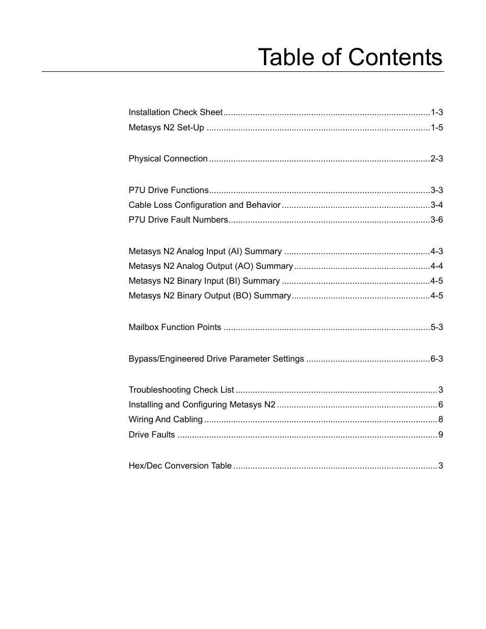 Yaskawa P7 Metasys N2 User Manual | Page 5 / 53