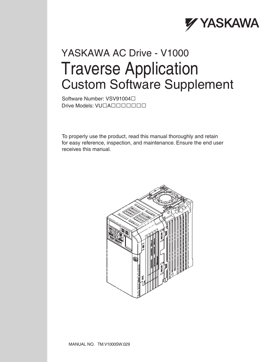 Yaskawa V1000 Traverse Application Custom User Manual | 20 pages