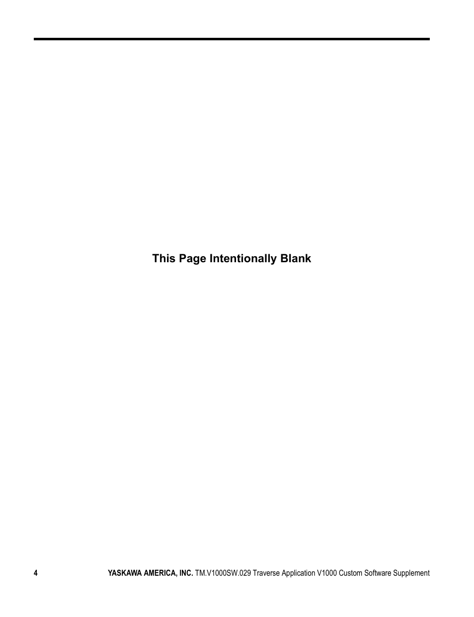 This page intentionally blank | Yaskawa V1000 Traverse Application Custom User Manual | Page 4 / 20