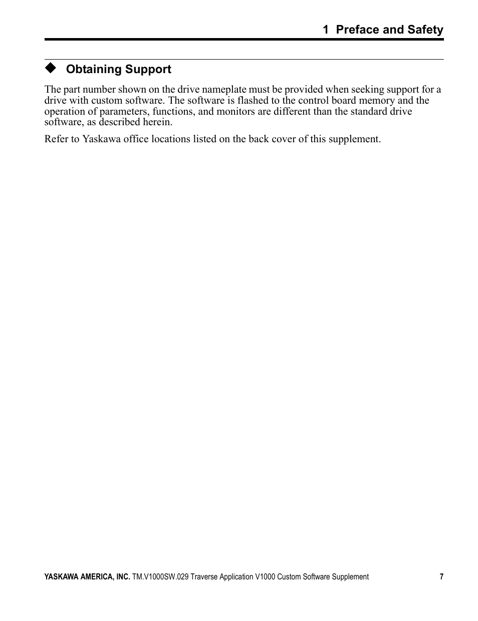 Obtaining support | Yaskawa V1000 Traverse Application Custom User Manual | Page 7 / 20