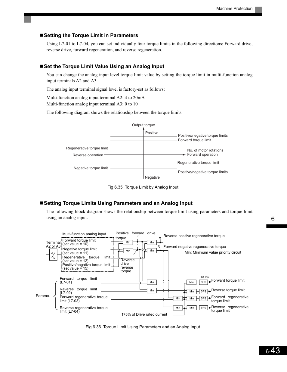 Setting the torque limit in parameters, Set the torque limit value using an analog input | Yaskawa G7 Drive User Manual | Page 260 / 454