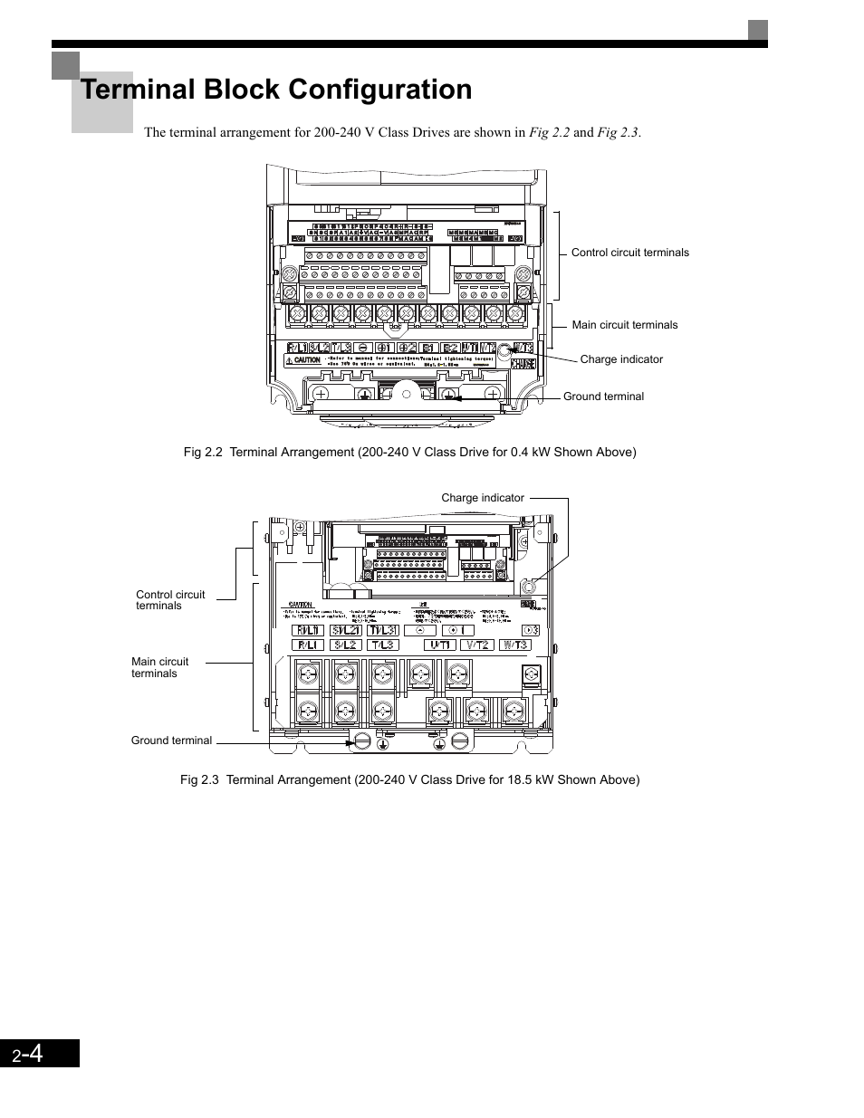 Terminal block configuration, Terminal block configuration -4 | Yaskawa G7 Drive User Manual | Page 35 / 454