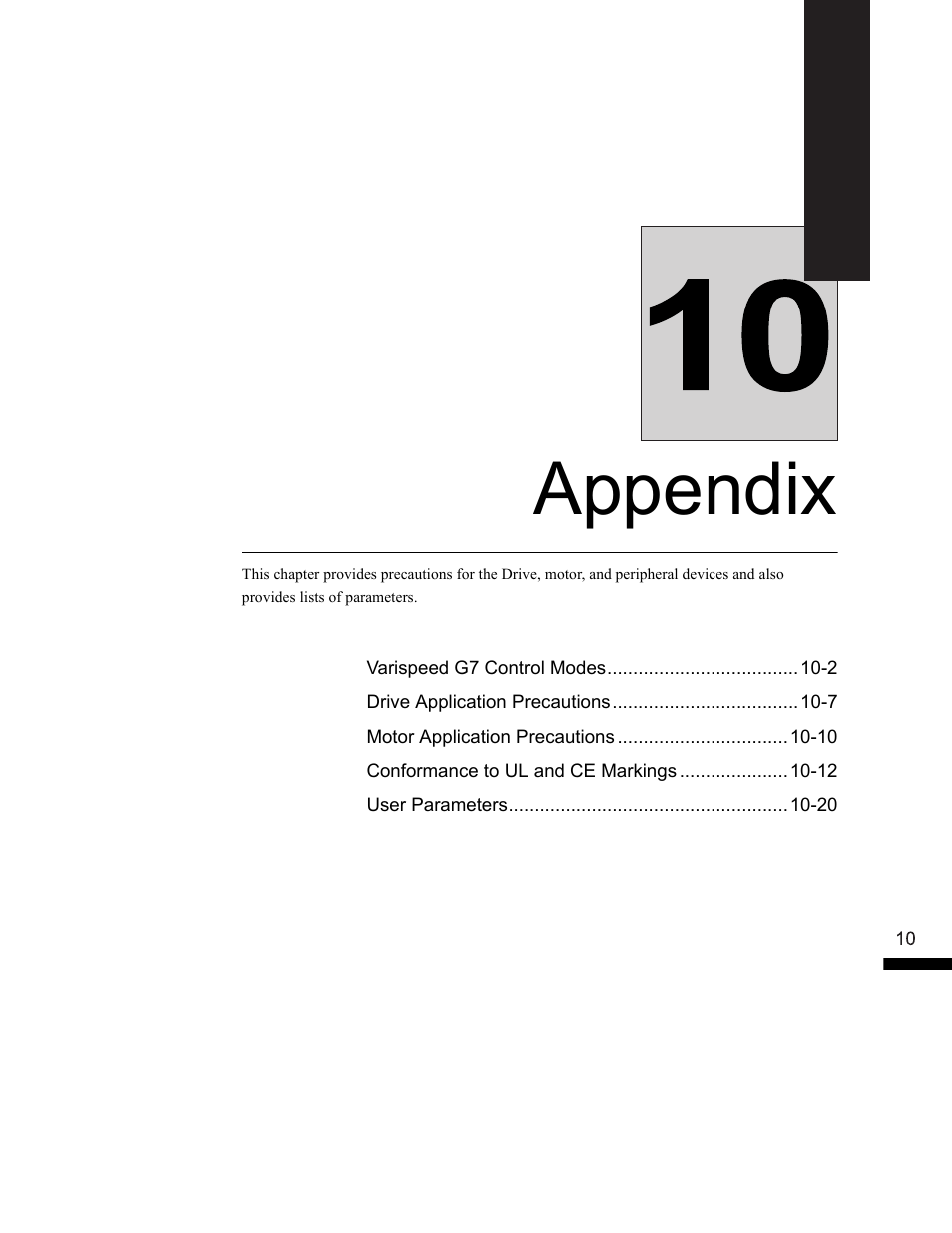 Appendix | Yaskawa G7 Drive User Manual | Page 424 / 454