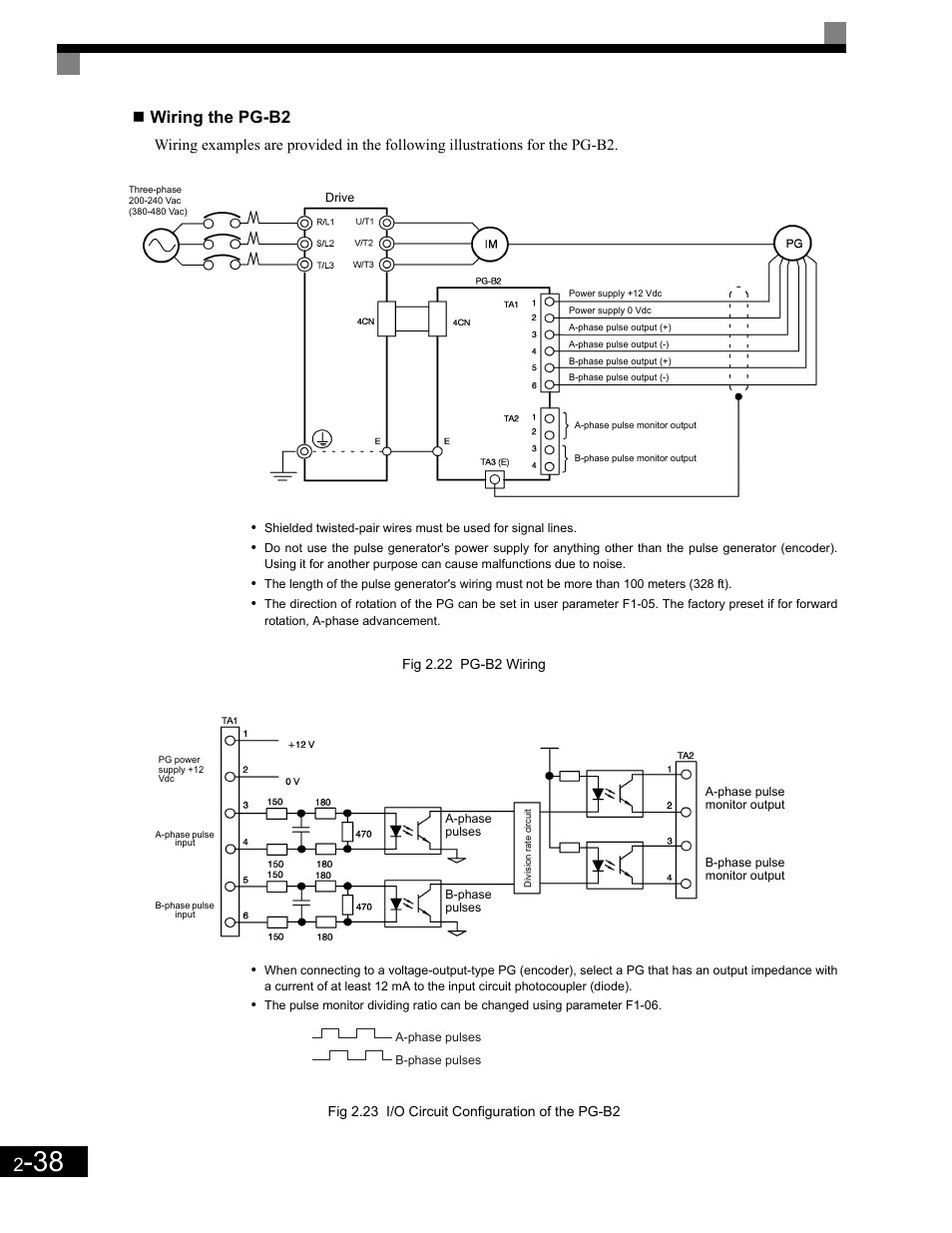 Wiring the pg-b2 | Yaskawa G7 Drive User Manual | Page 69 / 454