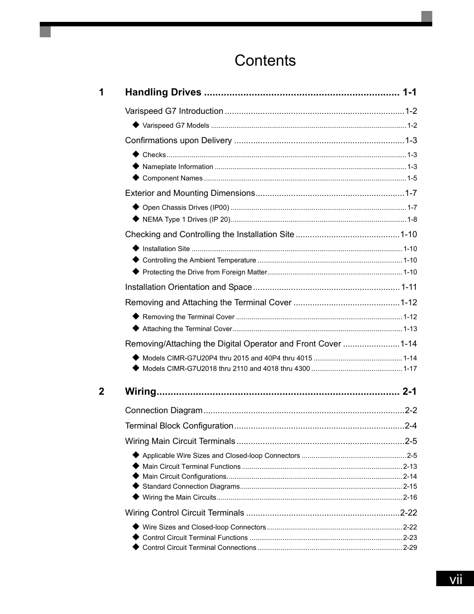 Yaskawa G7 Drive User Manual | Page 8 / 454