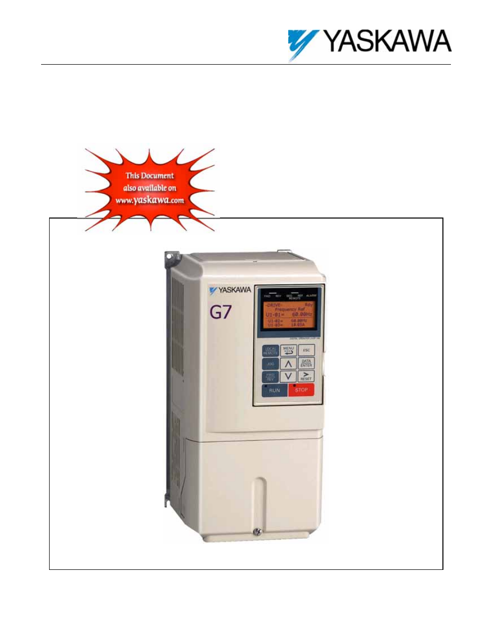 Yaskawa G7 Modbus Communication User Manual | 92 pages