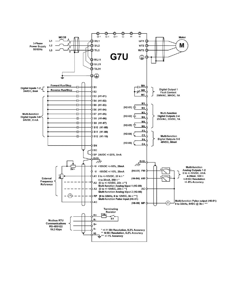 G7 drive connections | Yaskawa G7 Modbus Communication User Manual | Page 10 / 92