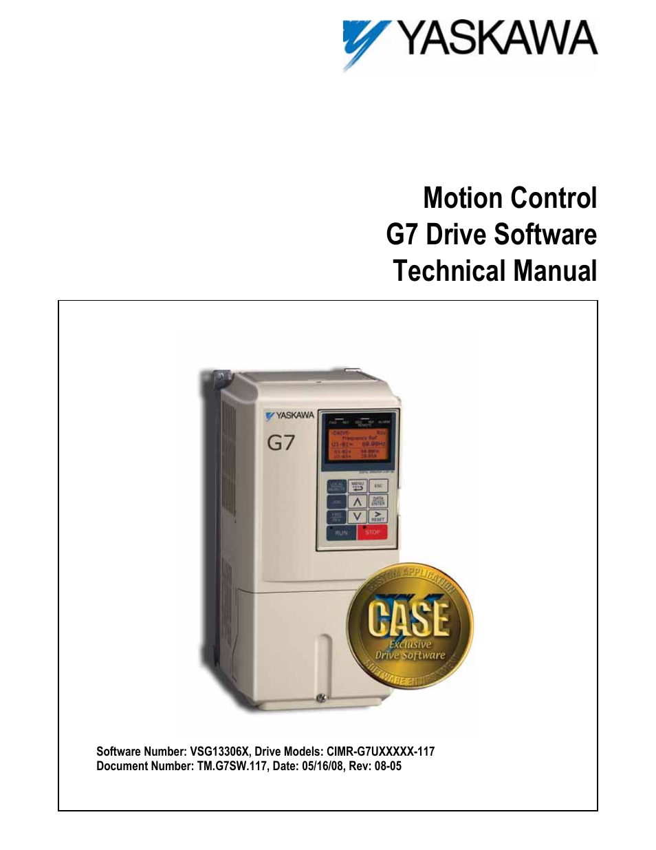 Yaskawa Motion Control G7 Drive Software User Manual | 38 pages