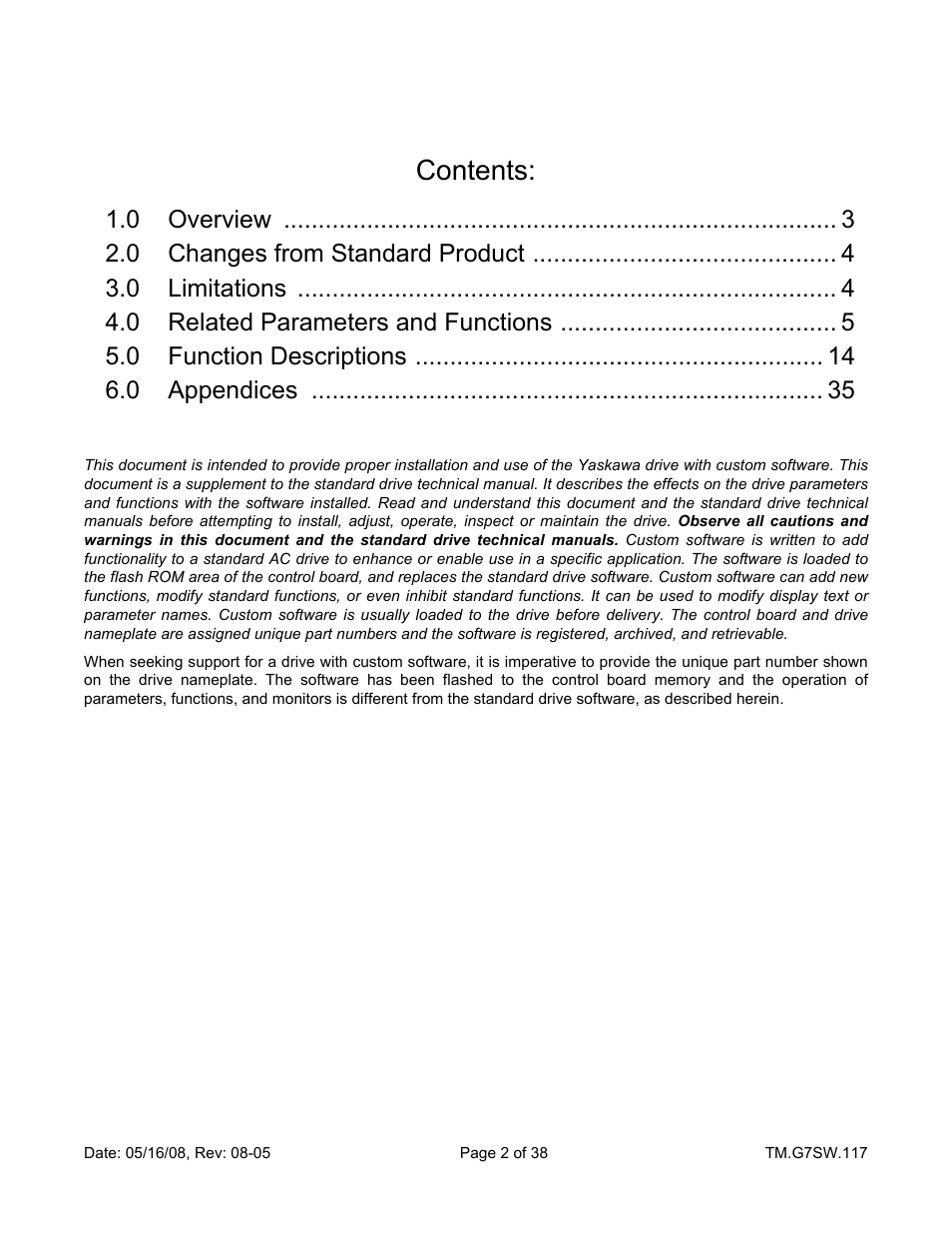 Yaskawa Motion Control G7 Drive Software User Manual | Page 2 / 38