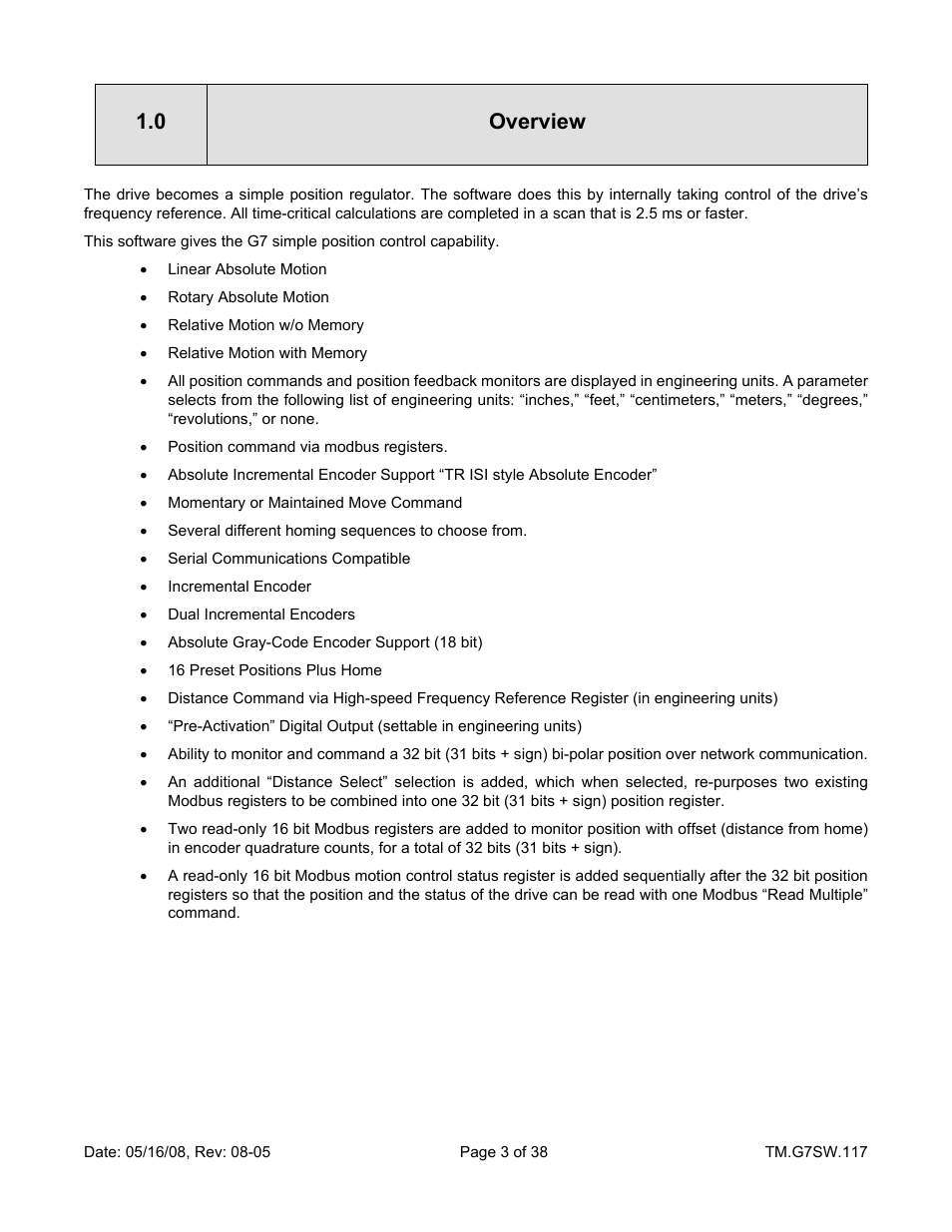 0 overview | Yaskawa Motion Control G7 Drive Software User Manual | Page 3 / 38