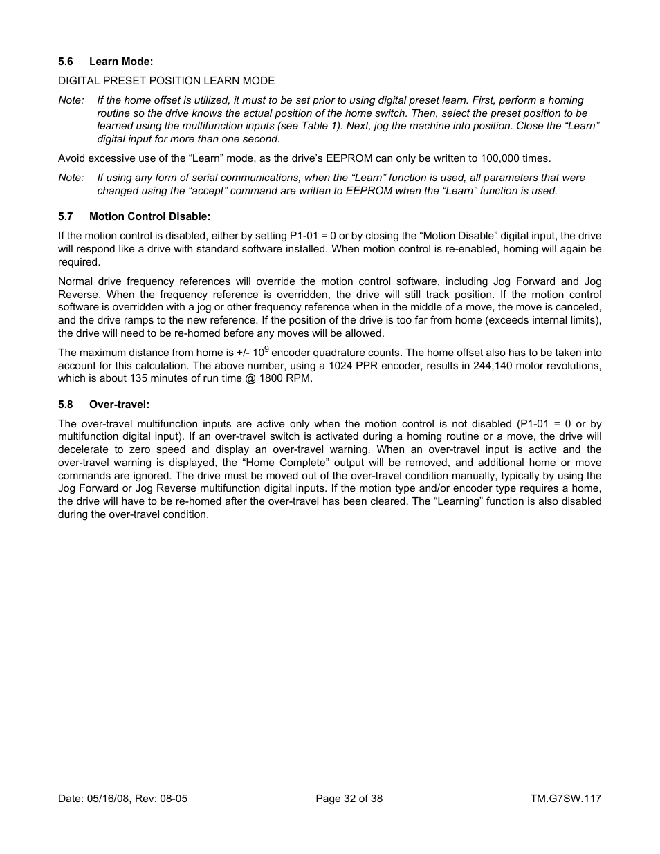 Yaskawa Motion Control G7 Drive Software User Manual | Page 32 / 38
