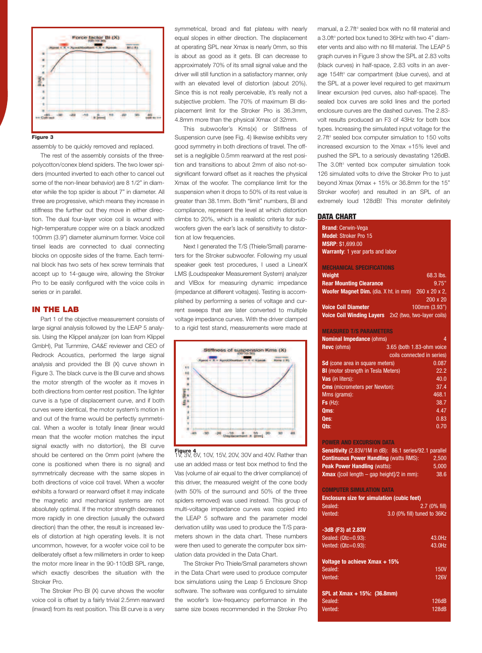 Data chart | Cerwin-Vega stroker Pro 15 User Manual | Page 4 / 6