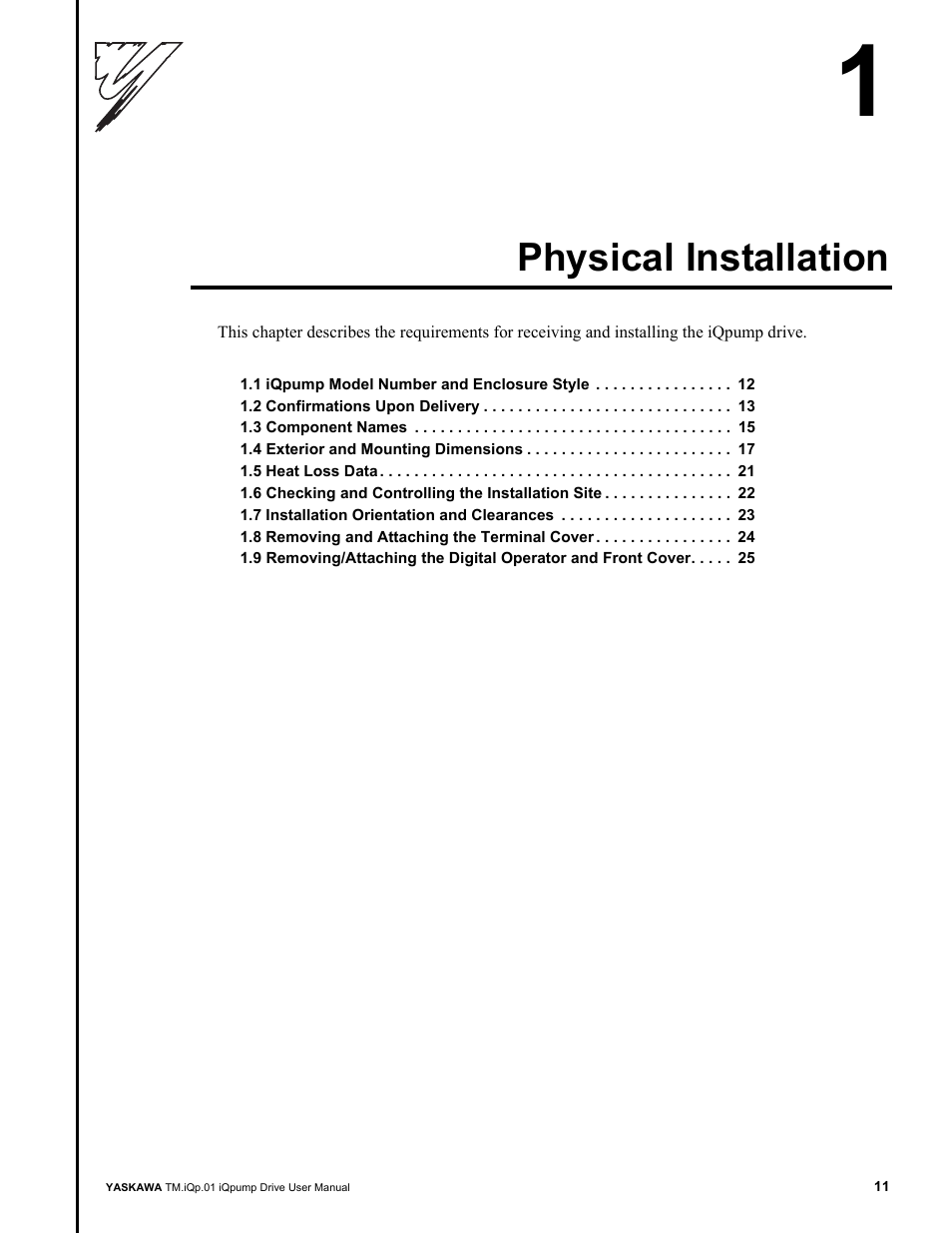 Physical installation | Yaskawa iQpump Drive User Manual User Manual | Page 11 / 235
