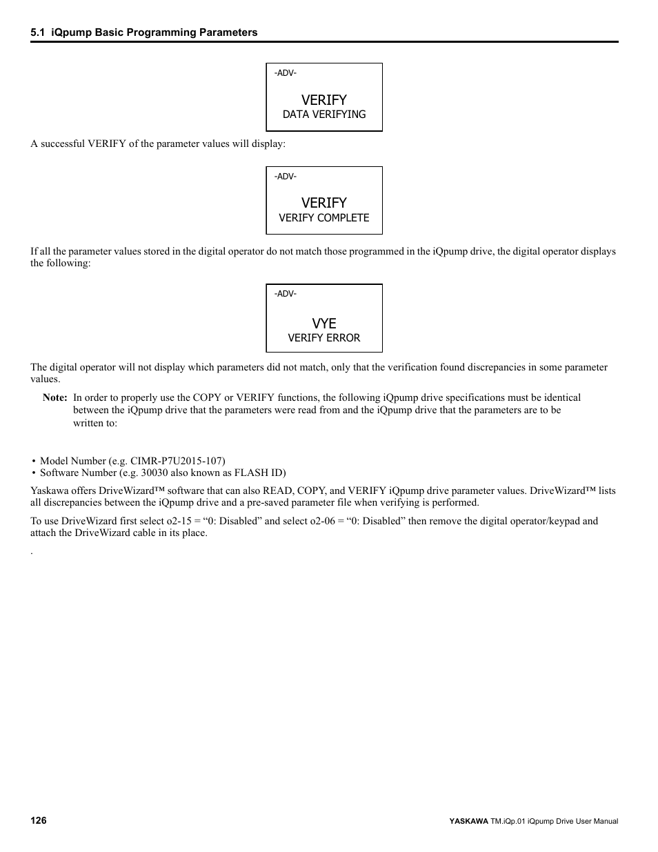 Verify | Yaskawa iQpump Drive User Manual User Manual | Page 126 / 235
