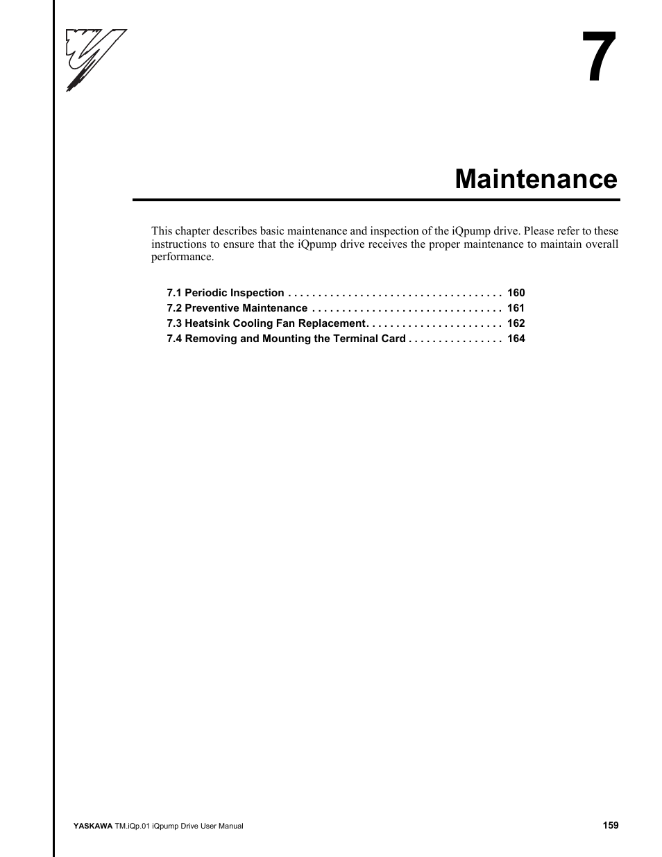 Maintenance | Yaskawa iQpump Drive User Manual User Manual | Page 159 / 235