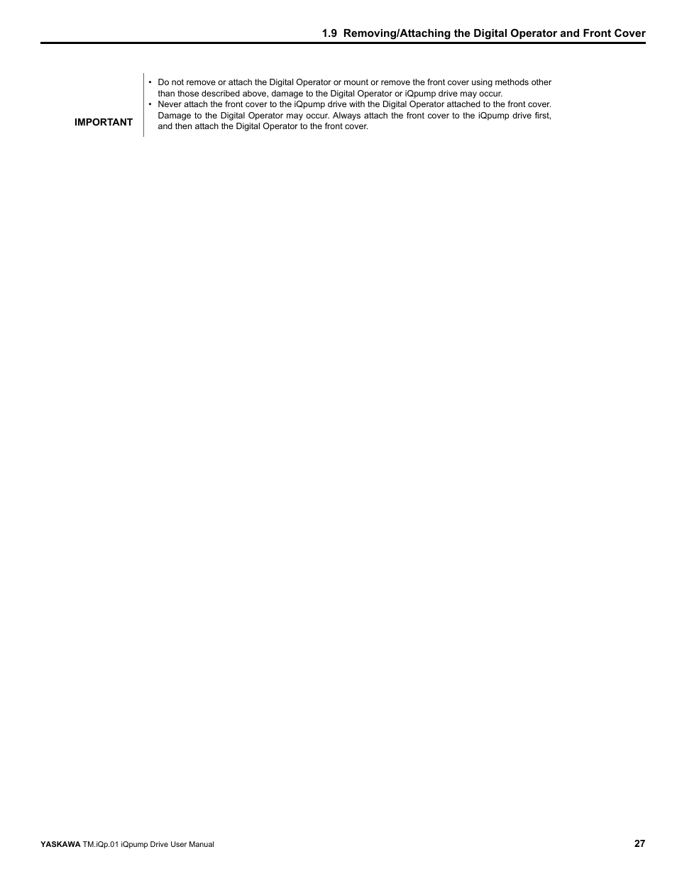 Yaskawa iQpump Drive User Manual User Manual | Page 27 / 235