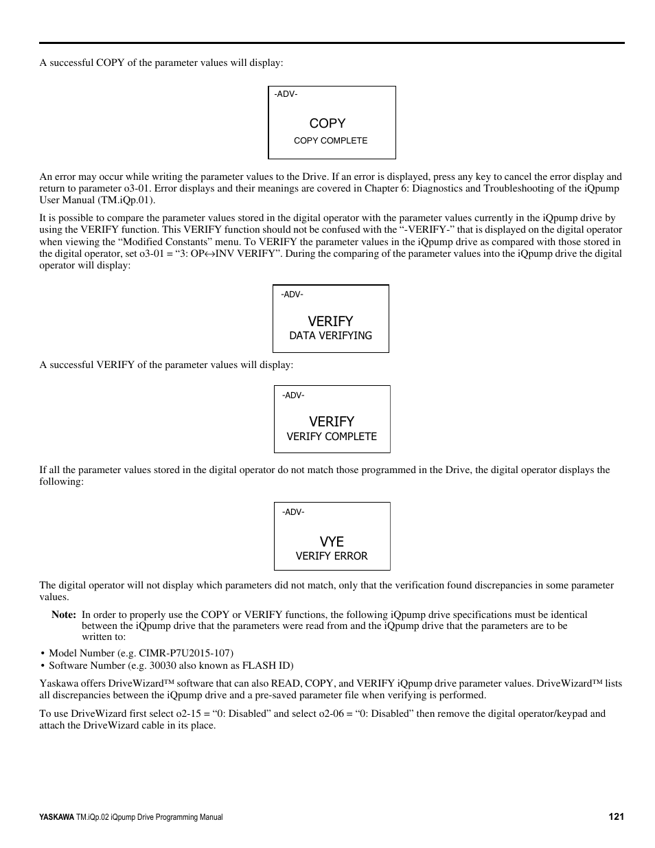 Verify | Yaskawa iQpump Programming Manual User Manual | Page 121 / 210