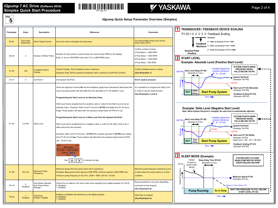 Iqpump 7 ac drive, Simplex quick start procedure, Page 2 of 4 | Yaskawa iQpump 7 AC Drive User Manual | Page 2 / 4