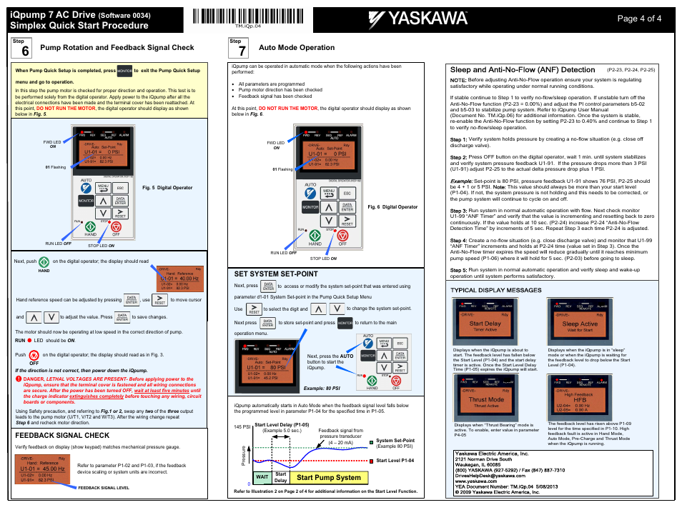 Iqpump 7 ac drive, Simplex quick start procedure, Page 4 of 4 | Yaskawa iQpump 7 AC Drive User Manual | Page 4 / 4