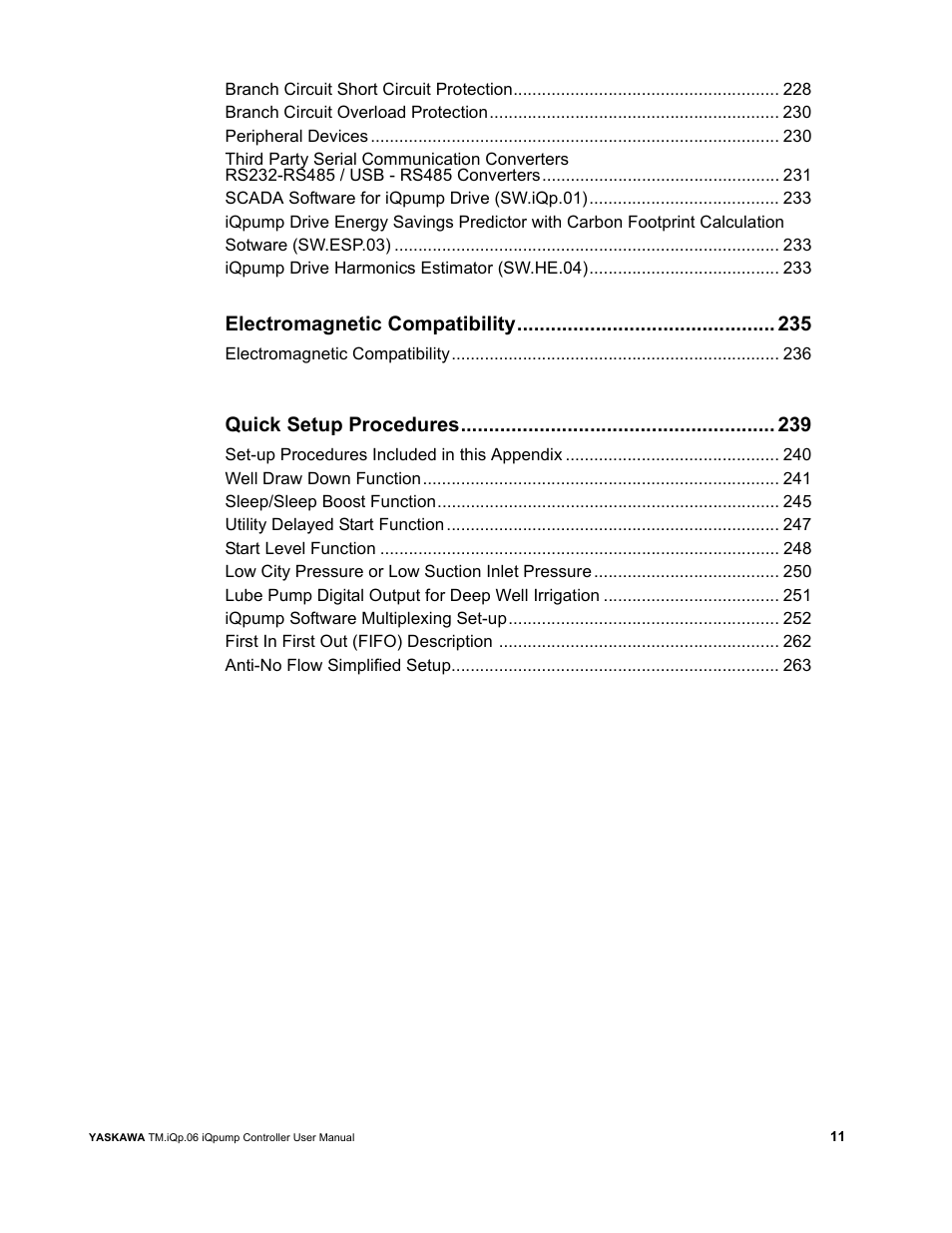 Electromagnetic compatibility, Quick setup procedures | Yaskawa iQpump Controller User Manual User Manual | Page 11 / 266