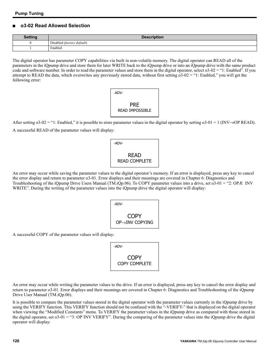 Copy | Yaskawa iQpump Controller User Manual User Manual | Page 126 / 266