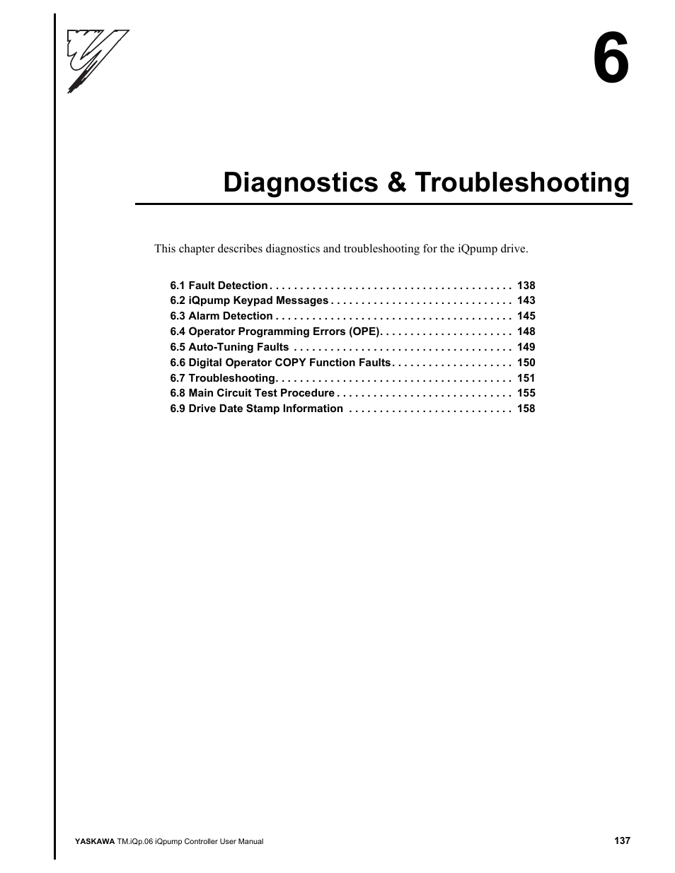 Diagnostics & troubleshooting | Yaskawa iQpump Controller User Manual User Manual | Page 137 / 266