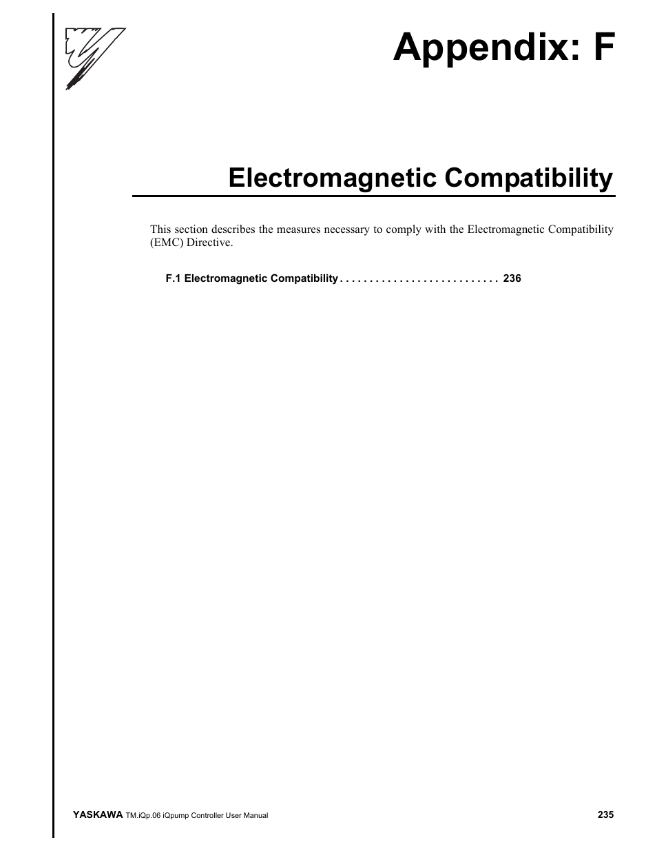 Electromagnetic compatibility, Appendix: f | Yaskawa iQpump Controller User Manual User Manual | Page 235 / 266