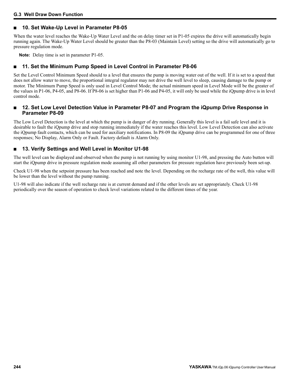 Yaskawa iQpump Controller User Manual User Manual | Page 244 / 266