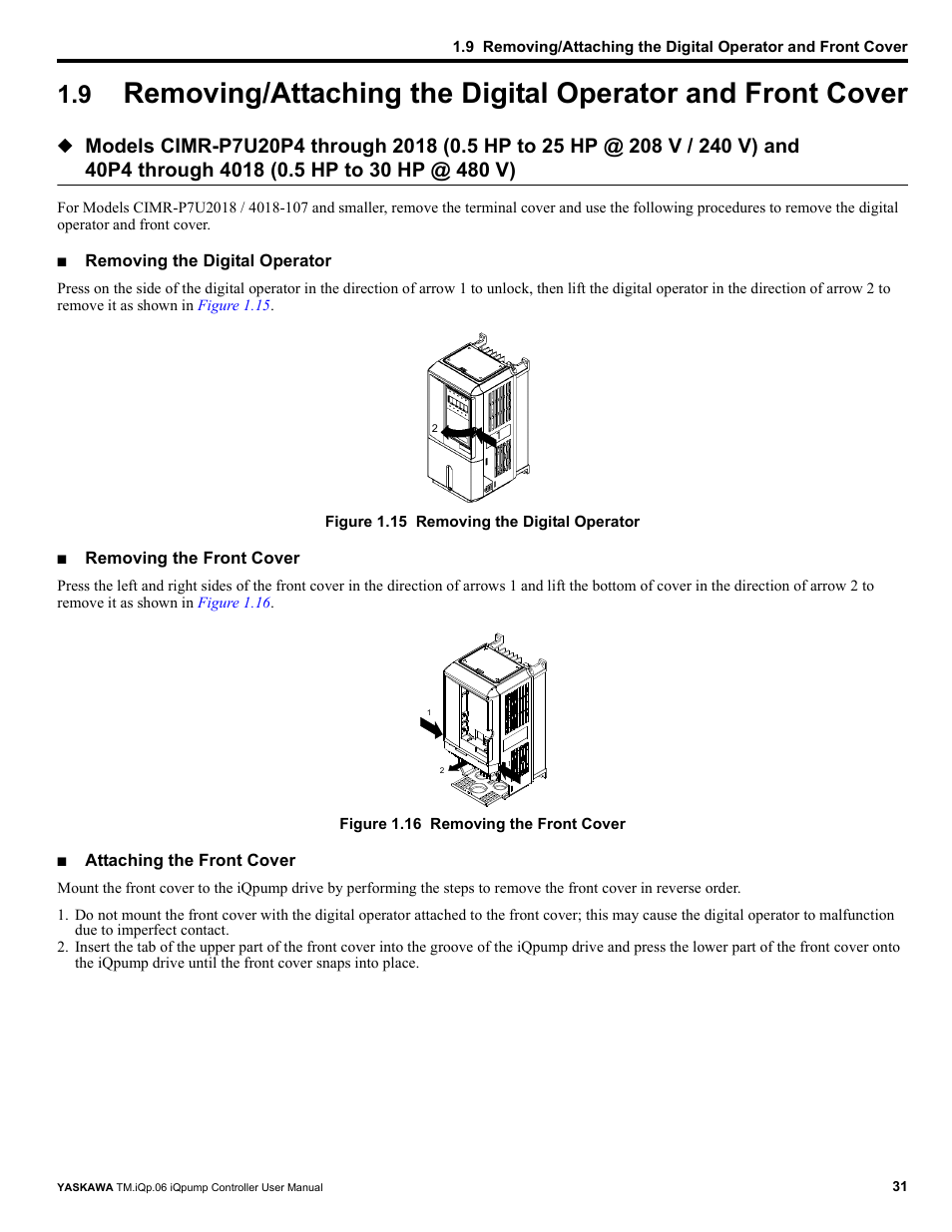 Yaskawa iQpump Controller User Manual User Manual | Page 31 / 266