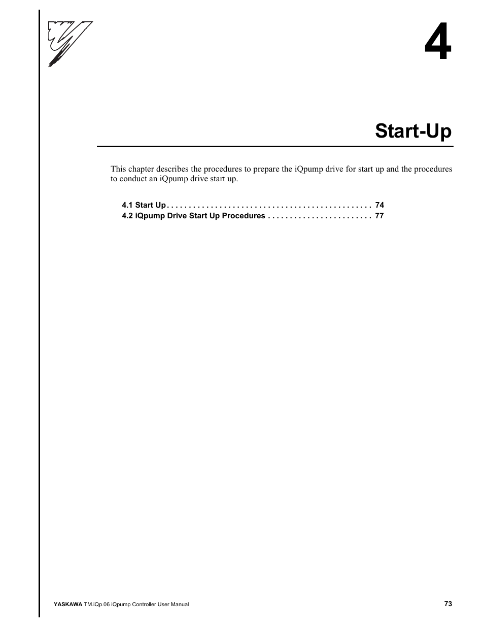 Start-up | Yaskawa iQpump Controller User Manual User Manual | Page 73 / 266