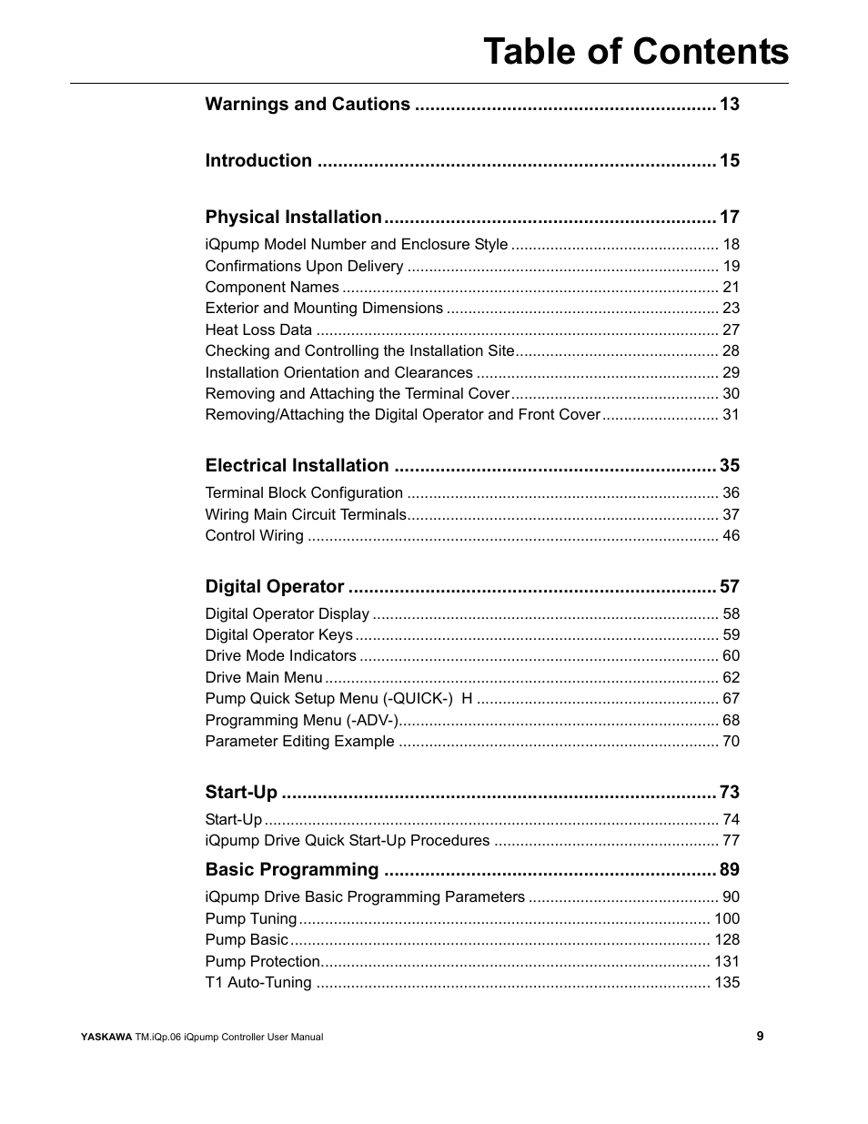 Yaskawa iQpump Controller User Manual User Manual | Page 9 / 266