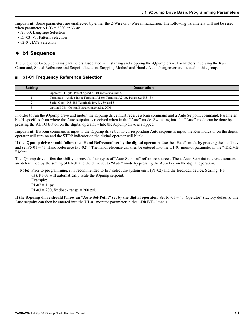 B1 sequence | Yaskawa iQpump Controller User Manual User Manual | Page 91 / 266