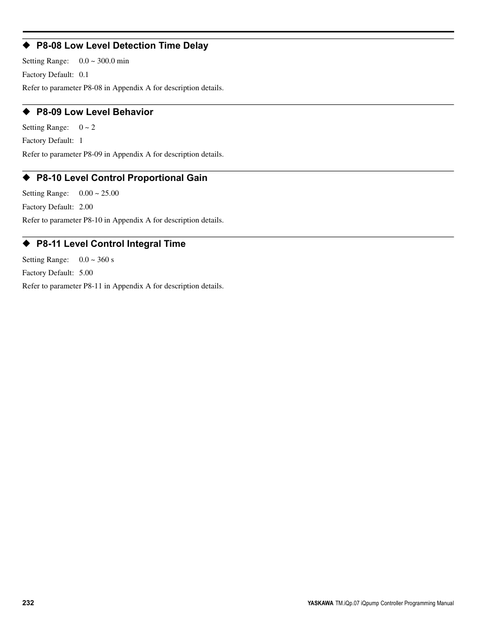 Yaskawa iQpump Controller Programming Manual User Manual | Page 232 / 302