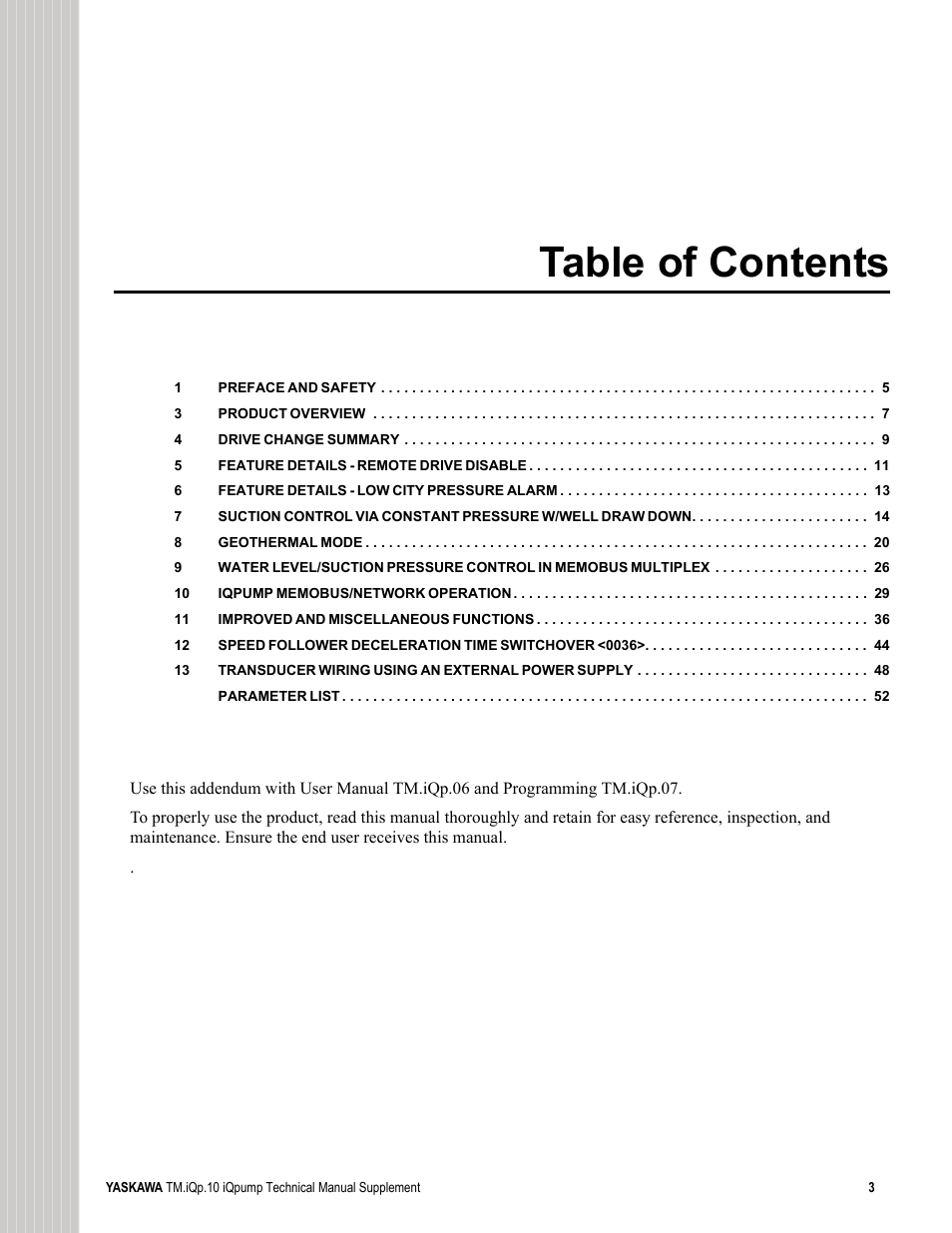 Yaskawa iQpump Manual Supplement User Manual | Page 3 / 94