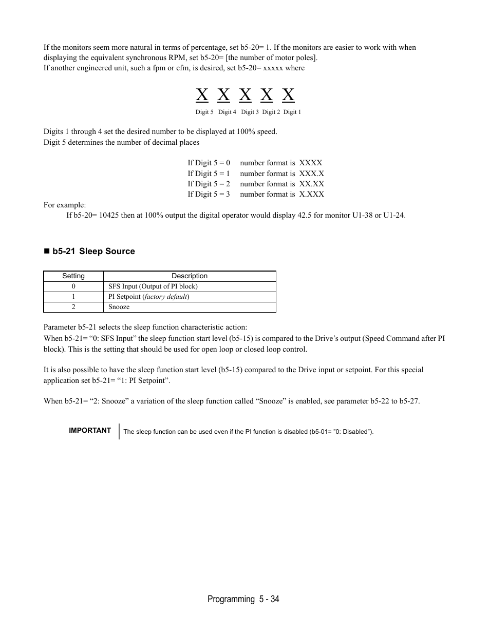 B5-21 sleep source | Yaskawa E7L Drive Bypass User Manual | Page 126 / 302