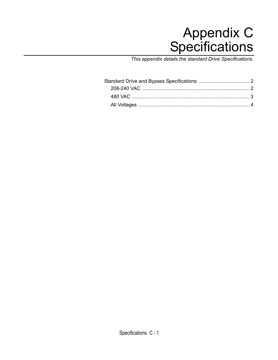 Appendix c specifications | Yaskawa E7L Drive Bypass User Manual | Page 249 / 302