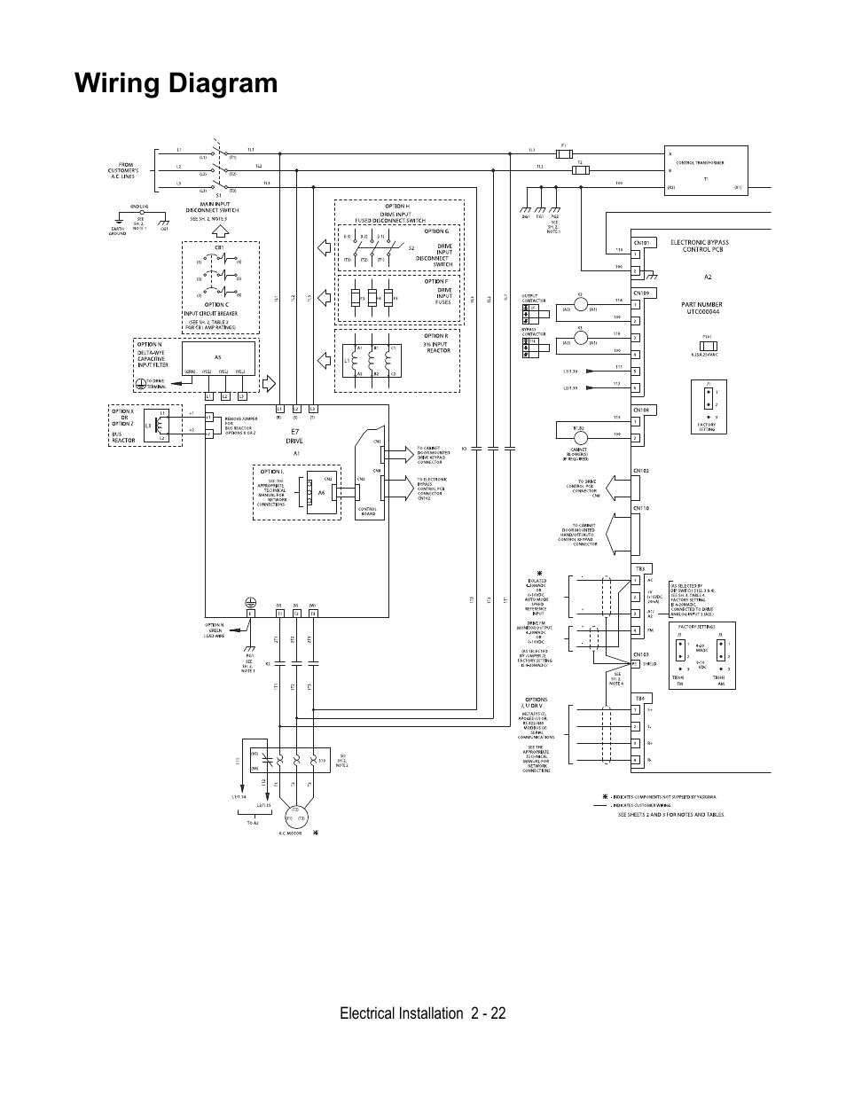 Wiring diagram | Yaskawa E7L Drive Bypass User Manual | Page 54 / 302