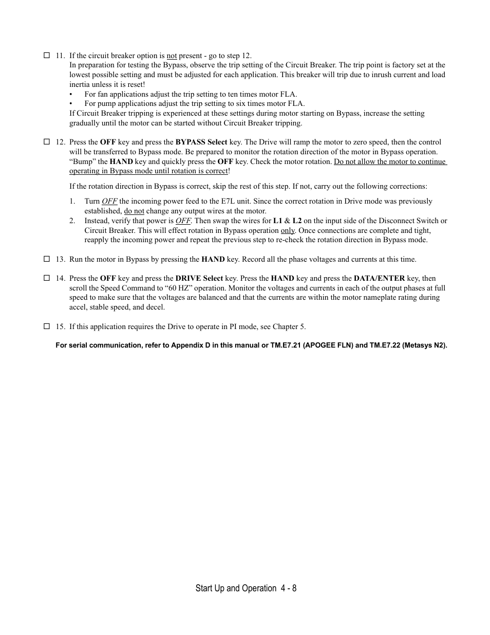 Yaskawa E7L Drive Bypass User Manual | Page 86 / 302