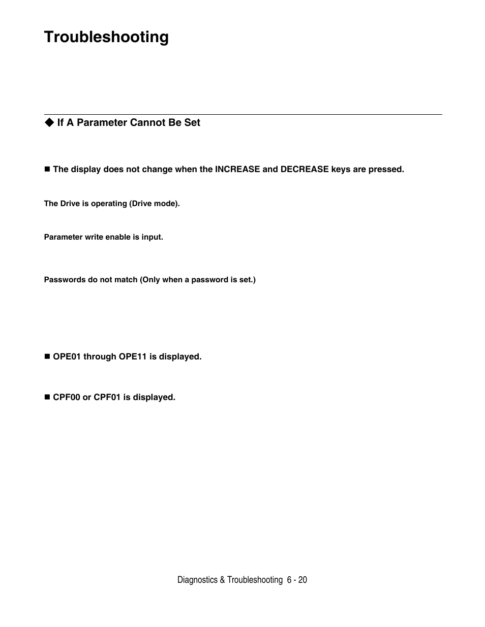 Troubleshooting -20, Troubleshooting | Yaskawa F7 Drive User Manual User Manual | Page 145 / 255