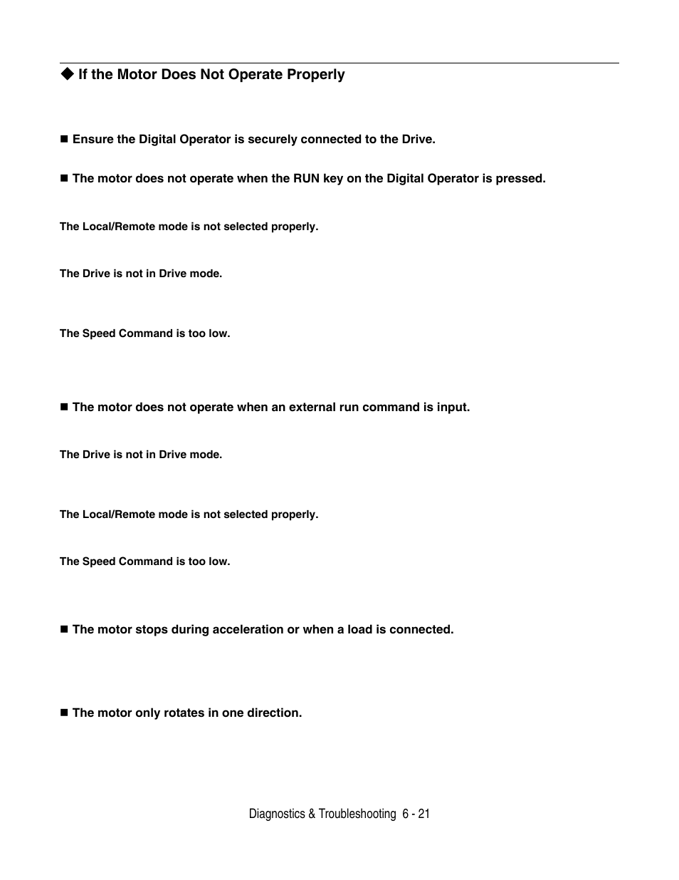 If the motor does not operate properly | Yaskawa F7 Drive User Manual User Manual | Page 146 / 255