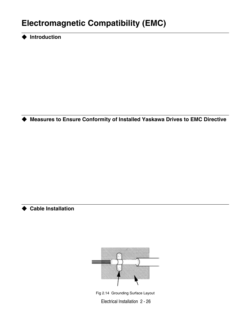 Electromagnetic compatibility (emc), Electromagnetic compatibility (emc) -26, Introduction | Cable installation | Yaskawa F7 Drive User Manual User Manual | Page 53 / 255
