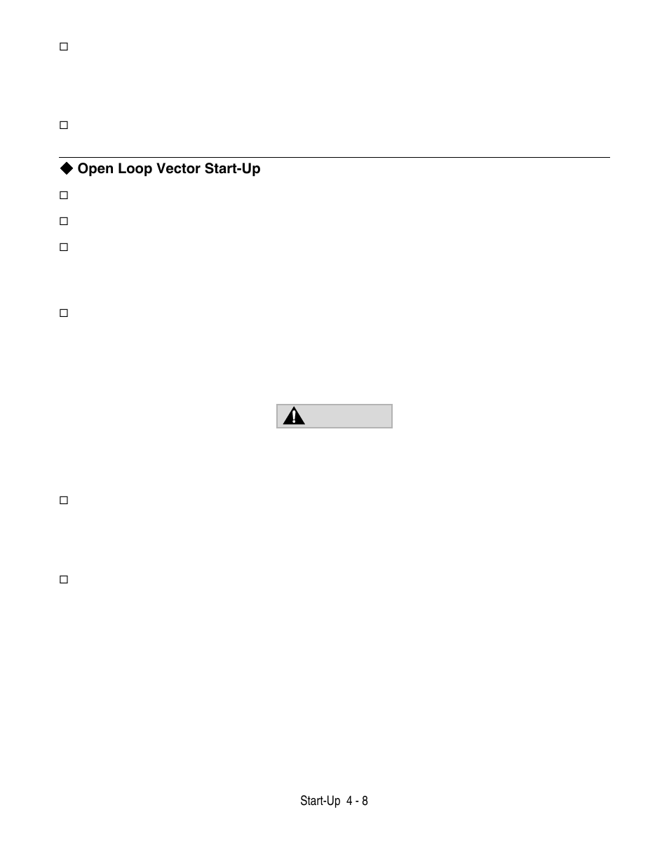 Warning, Open loop vector start-up | Yaskawa F7 Drive User Manual User Manual | Page 93 / 255