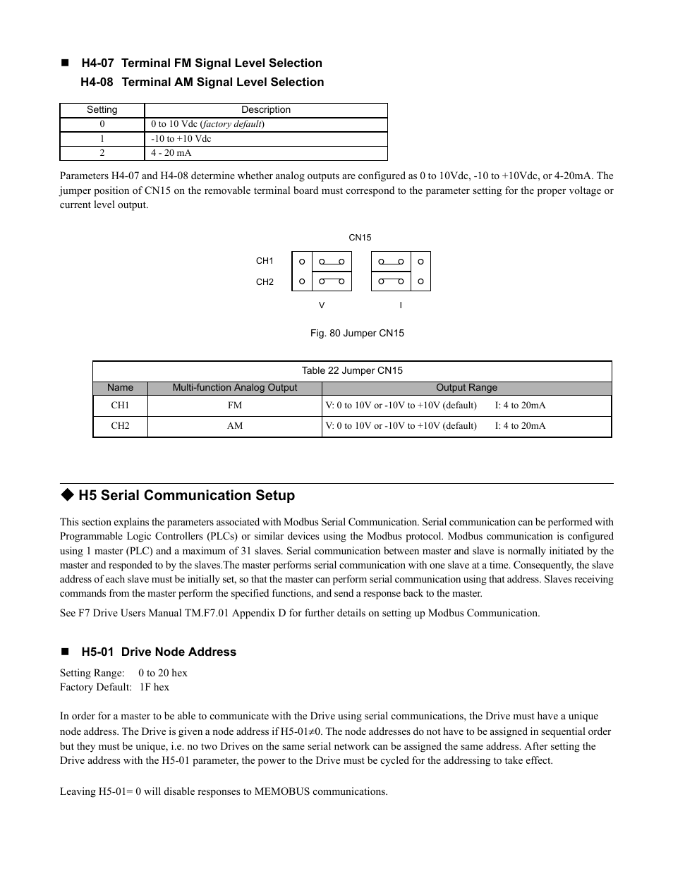 H5 serial communication setup, Programming 111 | Yaskawa F7 Drive Programming Manual User Manual | Page 119 / 202
