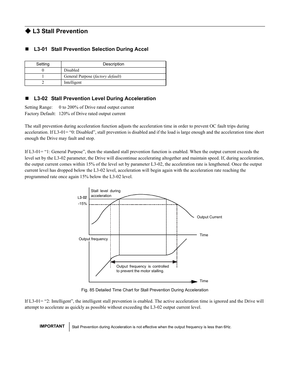 L3 stall prevention, Programming 120 | Yaskawa F7 Drive Programming Manual User Manual | Page 128 / 202