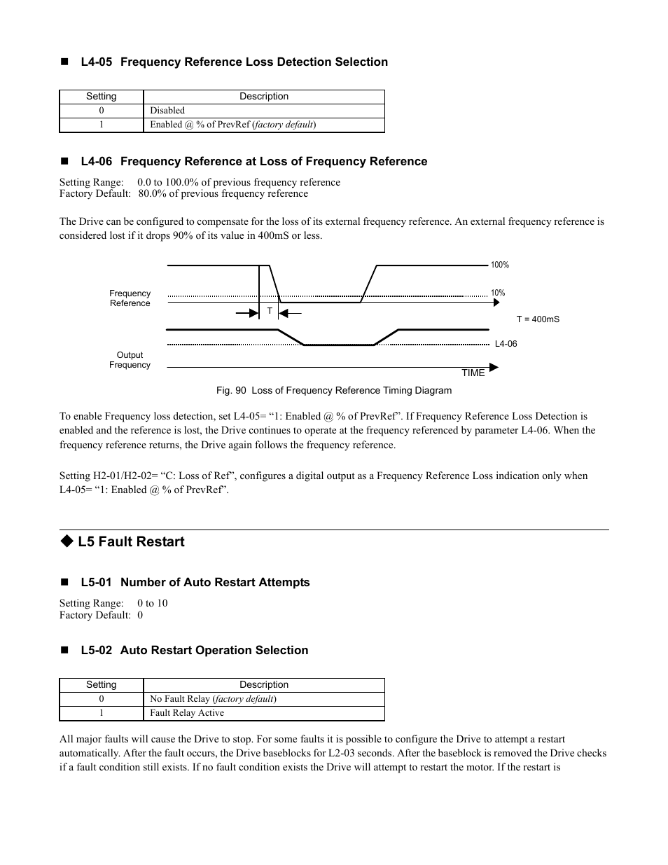 L5 fault restart | Yaskawa F7 Drive Programming Manual User Manual | Page 133 / 202