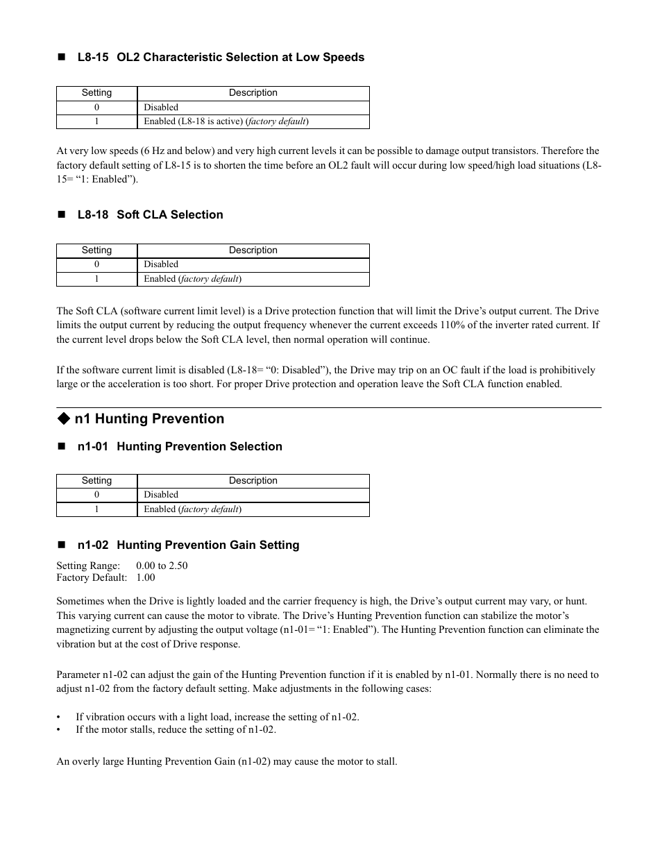N1 hunting prevention | Yaskawa F7 Drive Programming Manual User Manual | Page 142 / 202