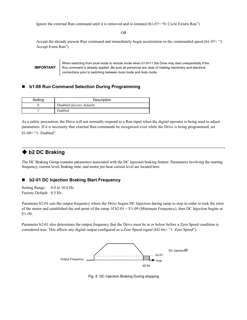 B2 dc braking, Programming 12 | Yaskawa F7 Drive Programming Manual User Manual | Page 20 / 202