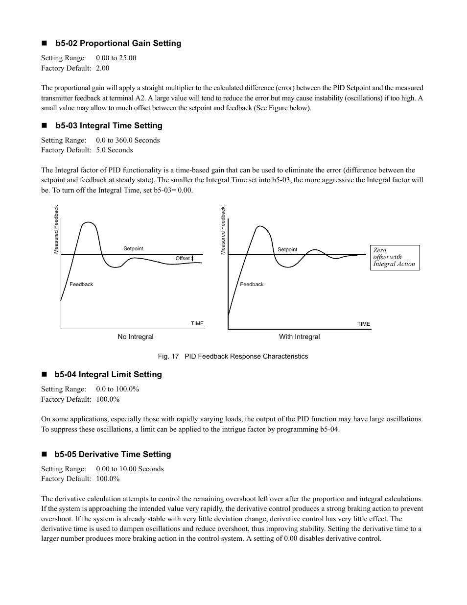 Programming 20, B5-02 proportional gain setting, B5-03 integral time setting | B5-04 integral limit setting, B5-05 derivative time setting | Yaskawa F7 Drive Programming Manual User Manual | Page 28 / 202