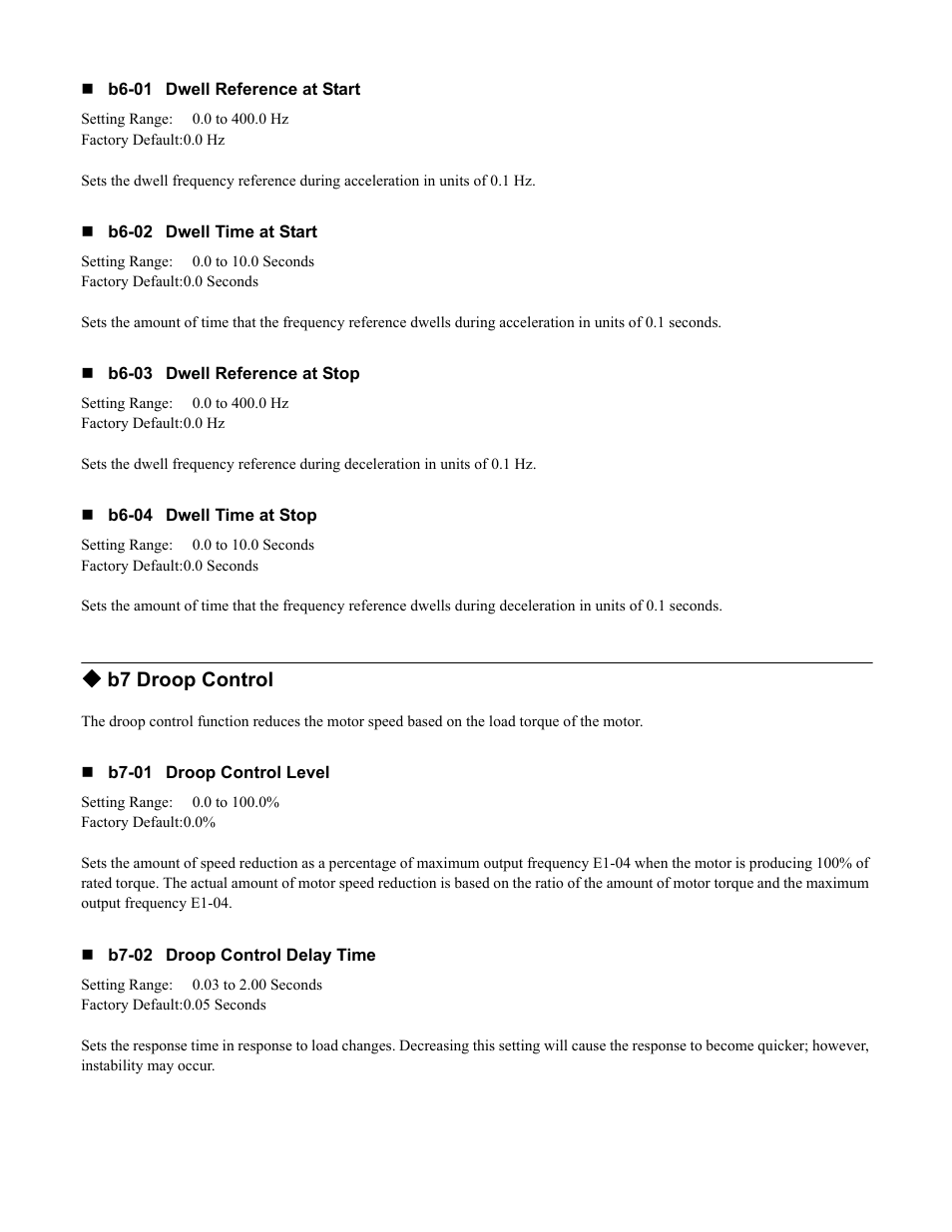 B7 droop control | Yaskawa F7 Drive Programming Manual User Manual | Page 32 / 202