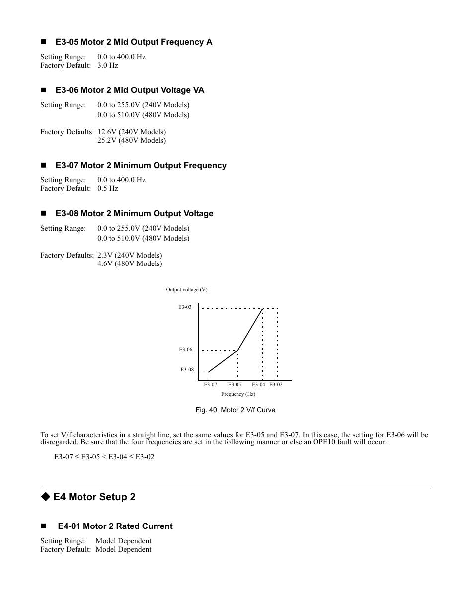 E4 motor setup 2 | Yaskawa F7 Drive Programming Manual User Manual | Page 68 / 202